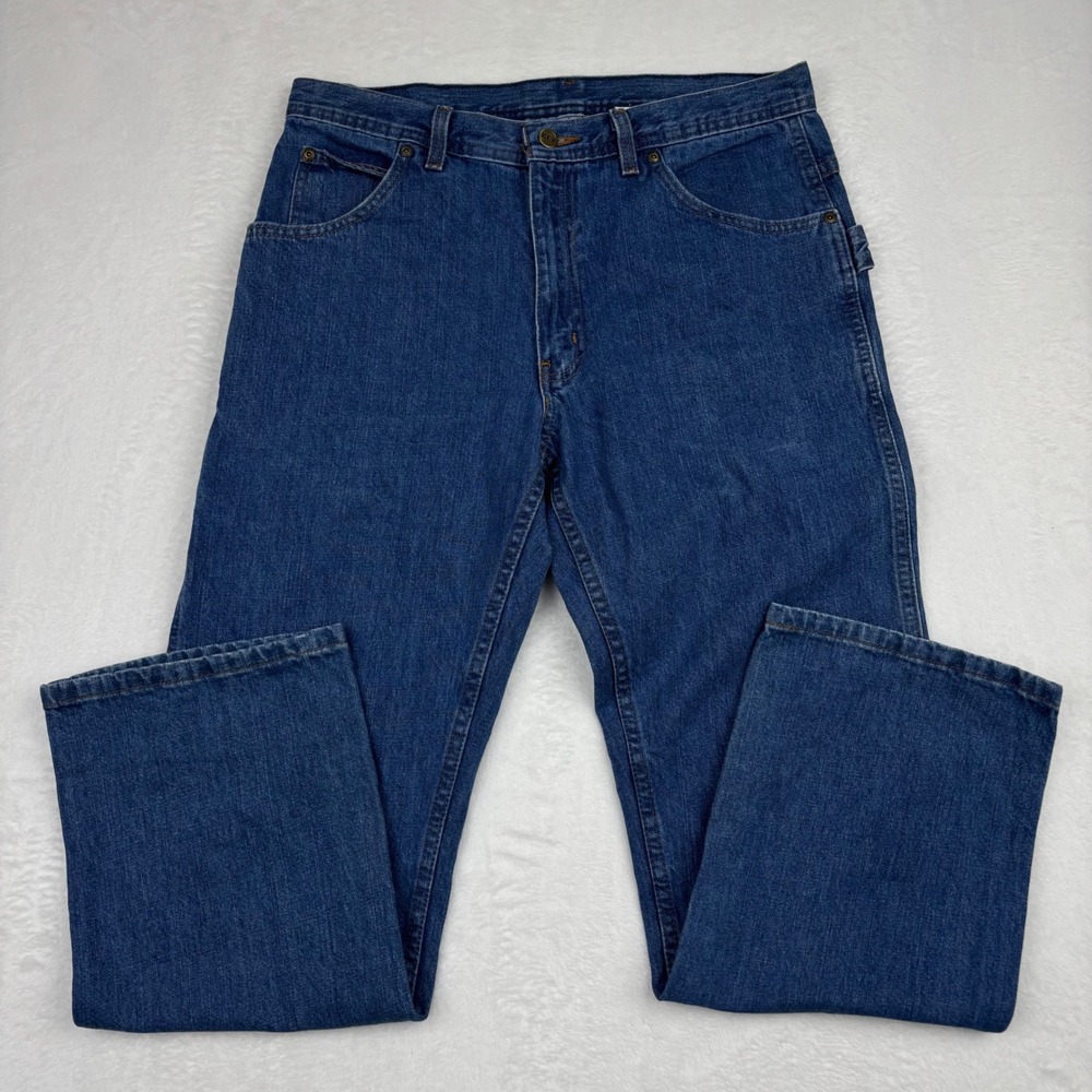 Key Industries Mens Carpenter Jeans 32x30 Blue Denim Utility Work Pants